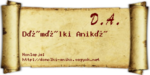 Dömölki Anikó névjegykártya